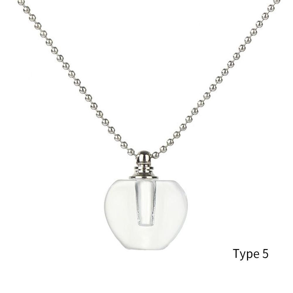 Natural Stone Perfume Bottle Necklace Amethysts Quartz Water Drop Pendant Necklace Crystal Essential Oil Diffuser Vial Jewelry