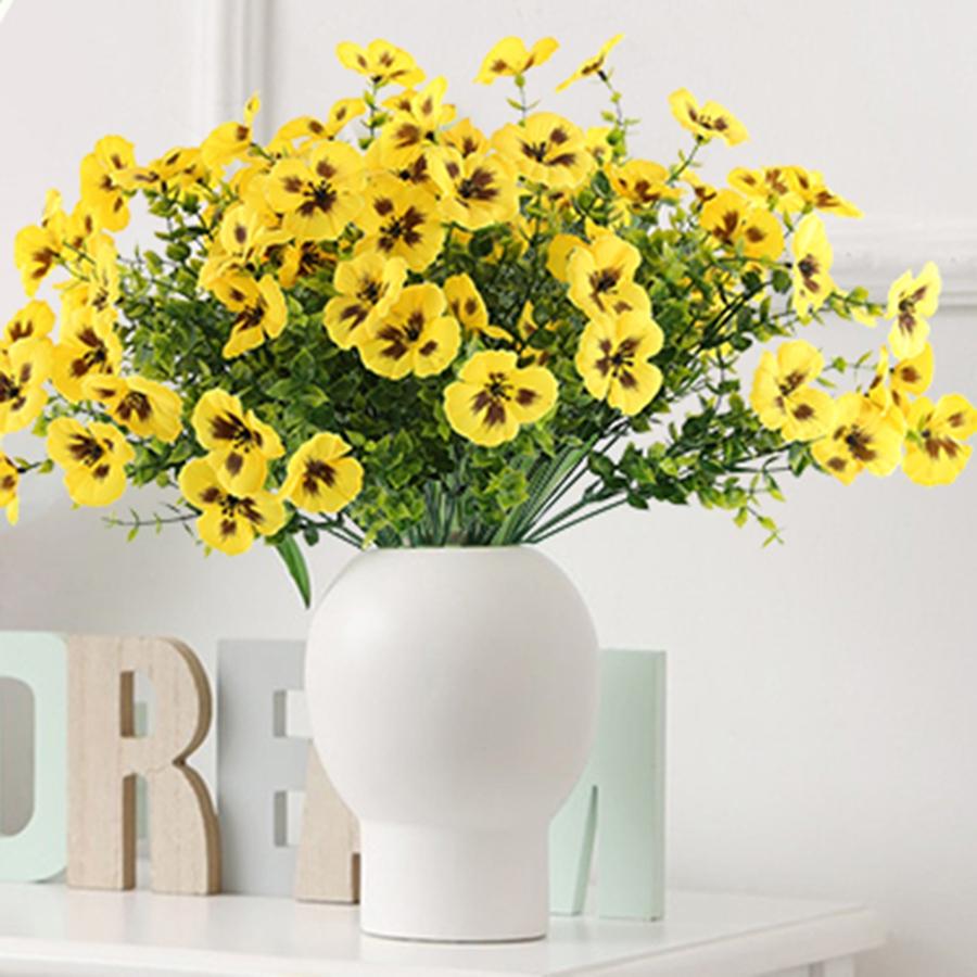 10Pcs Artificial Plant Silk Pansy Outdoor Garden Yard Wedding Bridal Bouquet Home Room Vase Decora Festival Wreath Diy Gift Prop