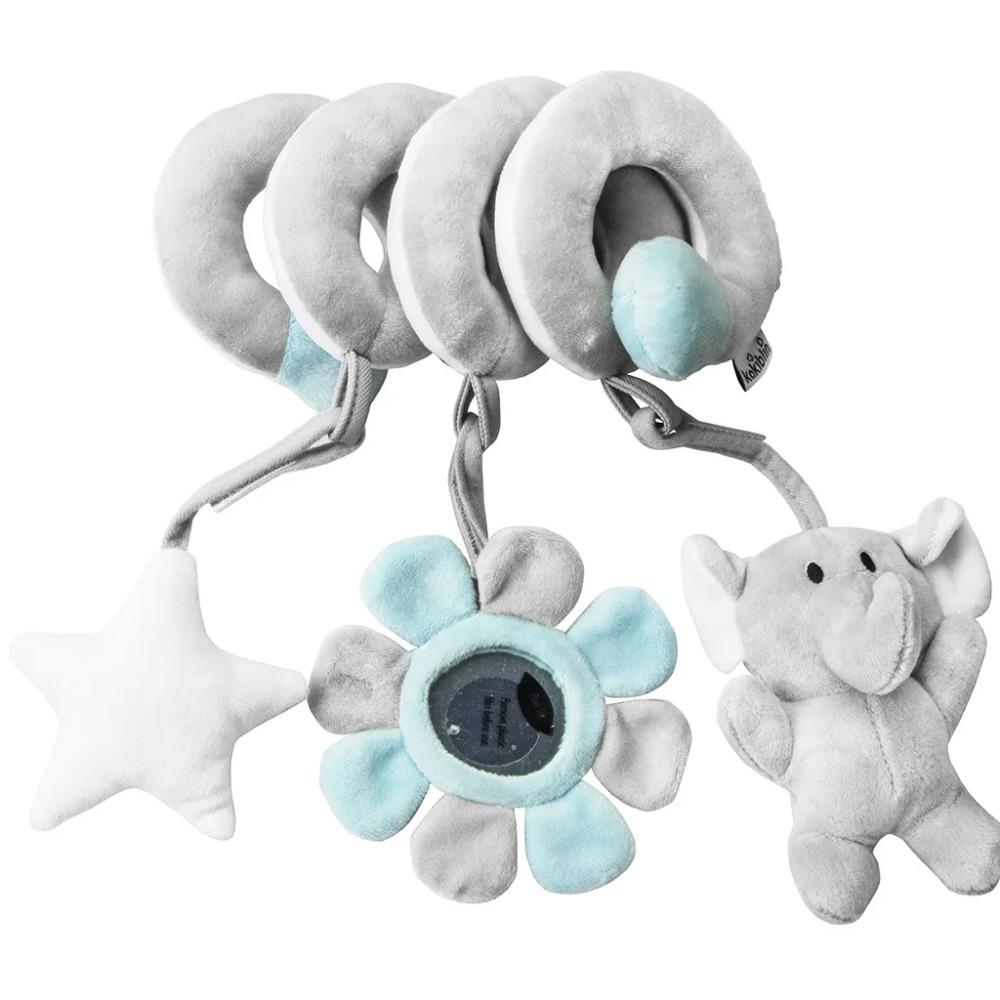 Newborns Spiral Hanging Activity Stroller Toy Baby Carseat Toy Black & White Lion Koala Rattle for Crib Mobile Sensory Toy Gift