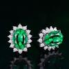 Sri Lanka Royal Synthetic Sapphire Earrings Women's Diamond Amethyst Colored Gemstone Princess Diana Flower Stud Earrings