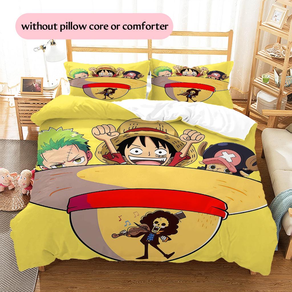 One Piece2 Pattern Bedding Quilt Set Home Decoration Gift (1 * Duvet Cover + 2 * Pillowcase Without Core)