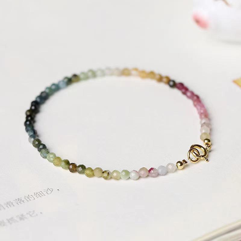 Ultra-Fine Rainbow Small Tourmaline Bracelet  Style Female Gradient Ins Niche Design Light Luxury Bracelet