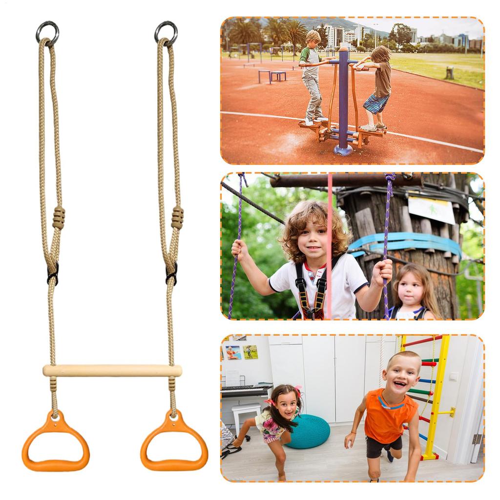 Swing Set Trapeze Bars Playground Equipment Rings Bar Ergonomic Sensory Rings Game for Children Kids Adults Indoor Playtime