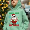Boys' Autumn/Winter Fashion -Lined Hooded Sweatshirt "Santa Says Six Seven" Lettering Element with Santa Claus Cartoon Print Wearing