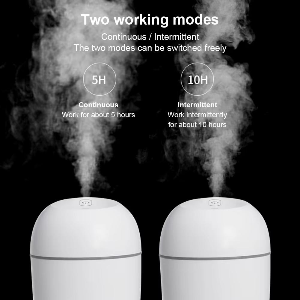 Bærbar USB ultralyd luftfukter 220 ml mini essensiell olje aromaterapi diffuser for hjemmekontor bil med LED-lampe Romantisk lys