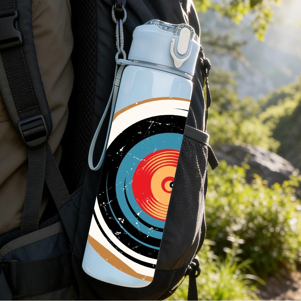 1PC Archery Target Circle Art Print 750ml Color Plastic Sports Water Bottle Leakproof Flip Straw Lid Suitable for Sports Office Home Use