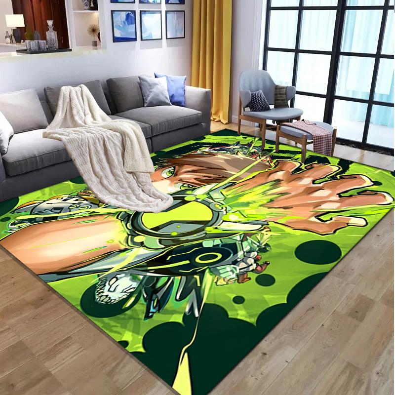 Ben 10 Cartoon Pattern Rug, Indoor/Outdoor Mat, for Picnic, Gameroom, Bedroom, Office, Living Room, Home Decor Carpet, Birthday Gift