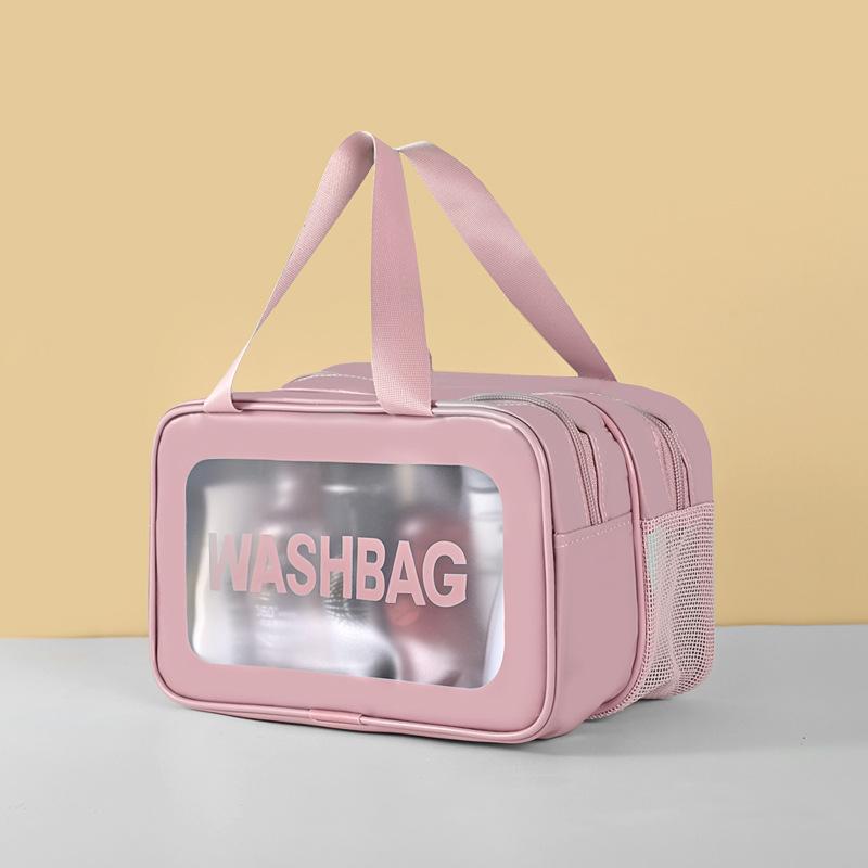 

Waterproof Dual Layer Travel Toiletrieswetdry Separation Portable Cosmetic Bag рожевий