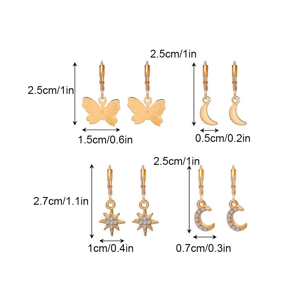 9 Pairs Lovely Wear-resistant Hoop Earrings with Ear Clip Eardrop Pendants Ear Moon Set Portable Pendants for Women Girls