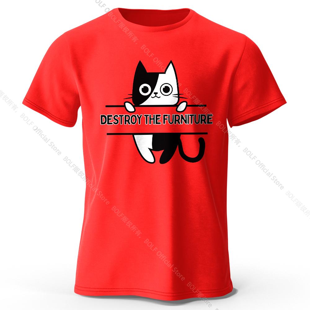 Destroy The Furniture Printed T-Shirt 100% Cotton Oversized Chaotic Graphic Tees for Men Women Summer Tops Anarchy Streetwear