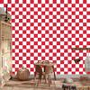 Checkerboard Wallpaper White and Red for Living Room and Bedroom 50x1000