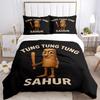 Tung Tung Sahur Adventure Print 3Pcs Bedding Setduvet Cover With 2 Bedropillowcase Home Birthday Gift