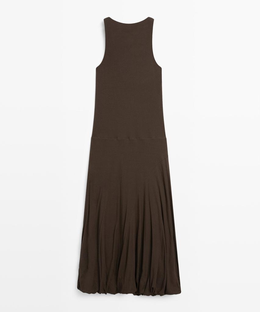 Masimodutti Puff Detail Midi Dress