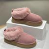 2025 Autumn New Small Thick Bottom Heightening Bag Head Drag Women Retro Comfortable Soft Bottom Plush Thickened Fluffy Slippers