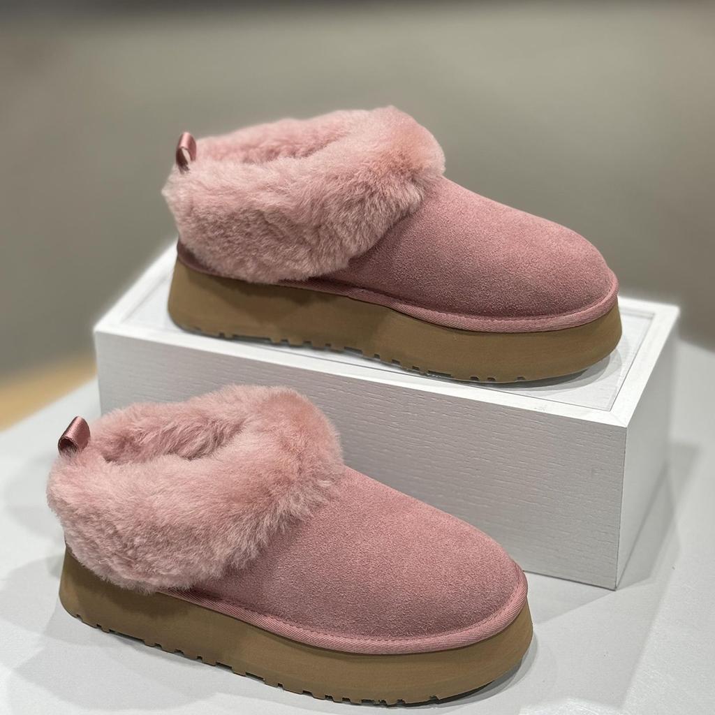 2025 Autumn New Small Thick Bottom Heightening Bag Head Drag Women Retro Comfortable Soft Bottom Plush Thickened Fluffy Slippers