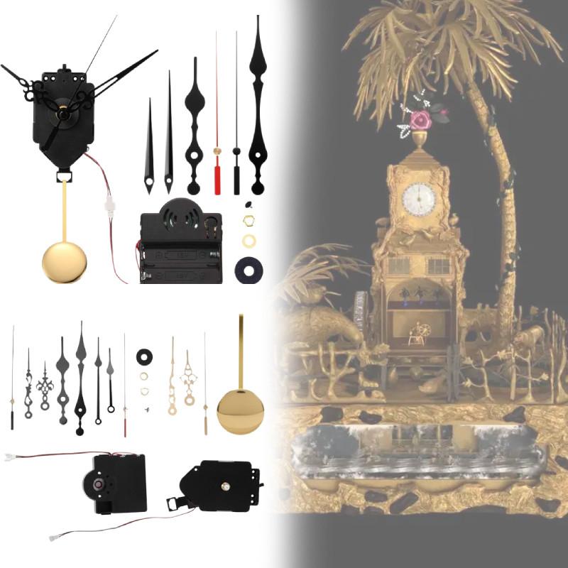 Clock Metal Sleek Accessories Adjustable Pendulums Music Function Home Office