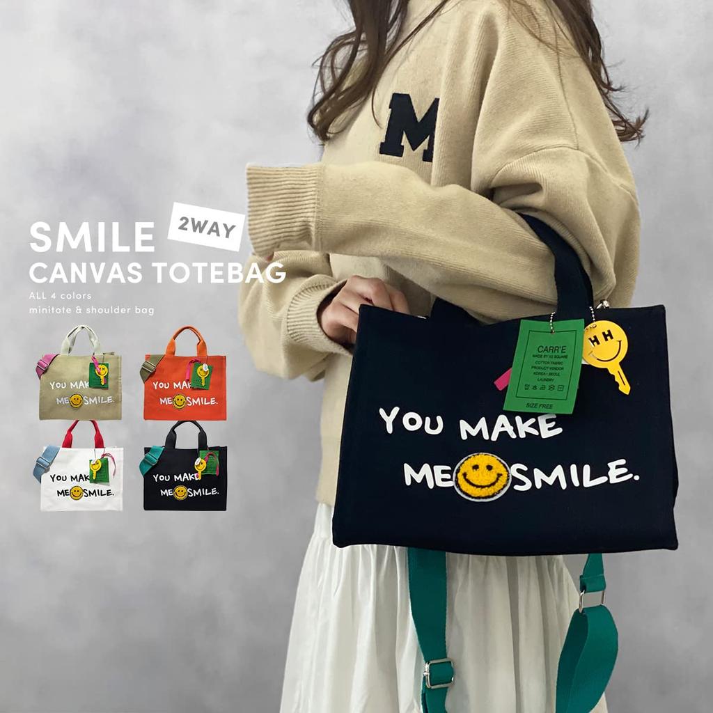 DIVA Rose Canvas Tote Shoulder Crossbody Smile Cotton Lunch Large Diaper Bag 2-Way Bag, Bag, Bag, Design, Bag, Capacity, Lightweight, (Orange)