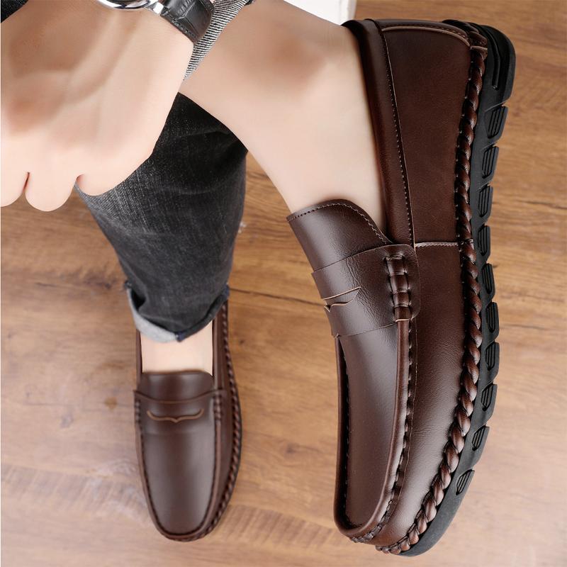 Fashion Spring Comfort Leather Mens Loafers Moccasins Shoes Soft Sole Mens Casual Handmade Formal Slip On Boat Shoes Zapatillas Hombre