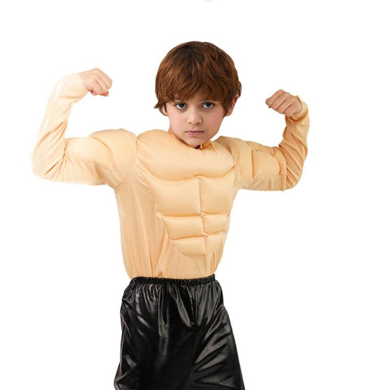 Muscle Men's Shirts, Cosplay Fake Pecs, Fake Abs, Funny Children's Muscle T-Shirts Clothing Children's Clothing Boys