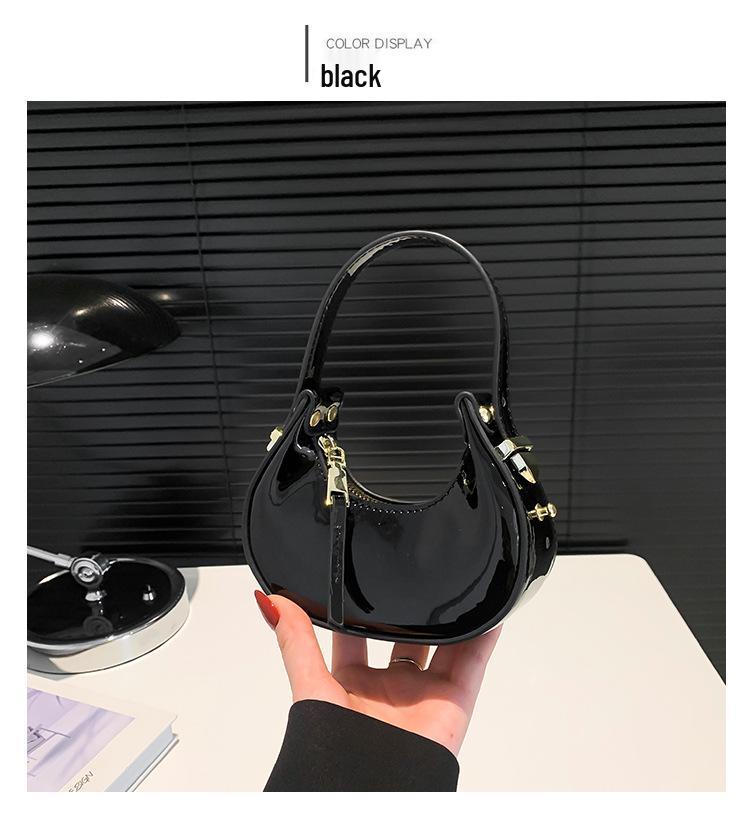 Women's Textured Crossbody Lipstick Bag: Candy Color Mini Crescent