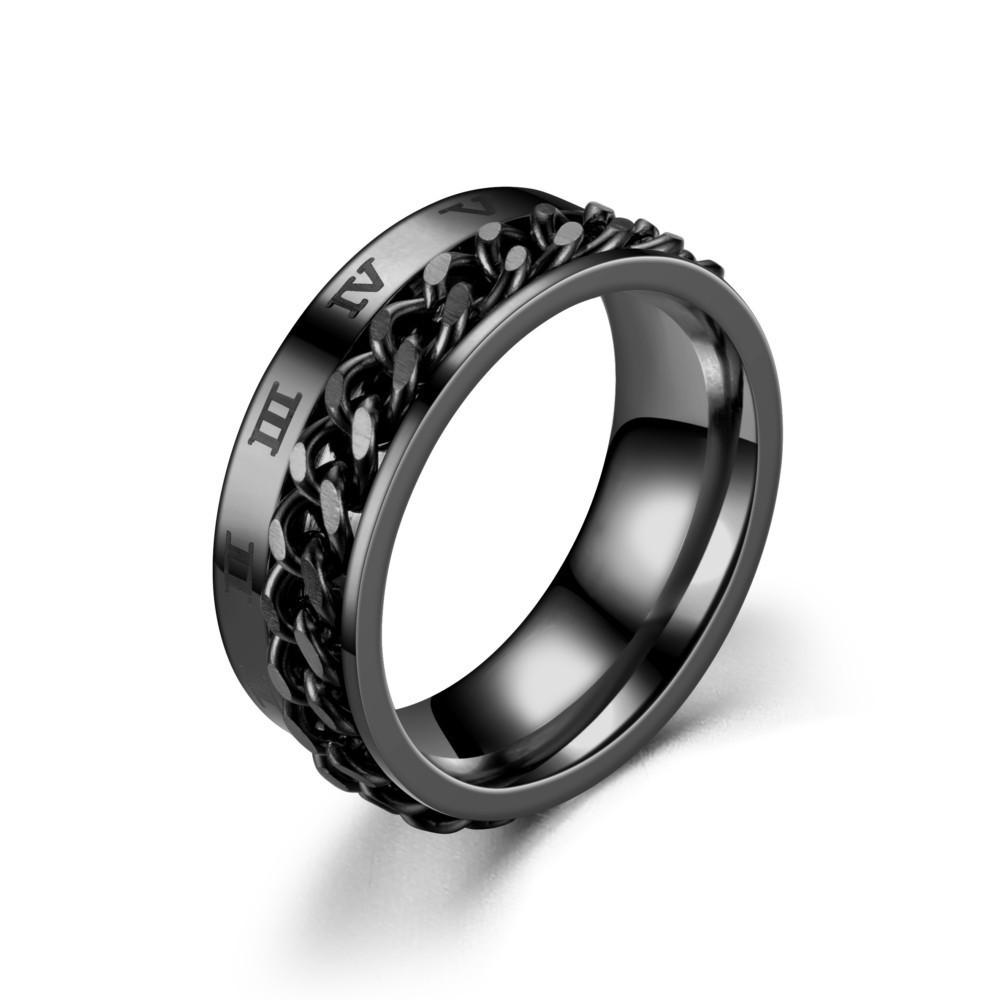 1Pc Simple and Changeable Men's and Women's Titanium Steel Rotating Roman Chain Ring, Personalized Ring