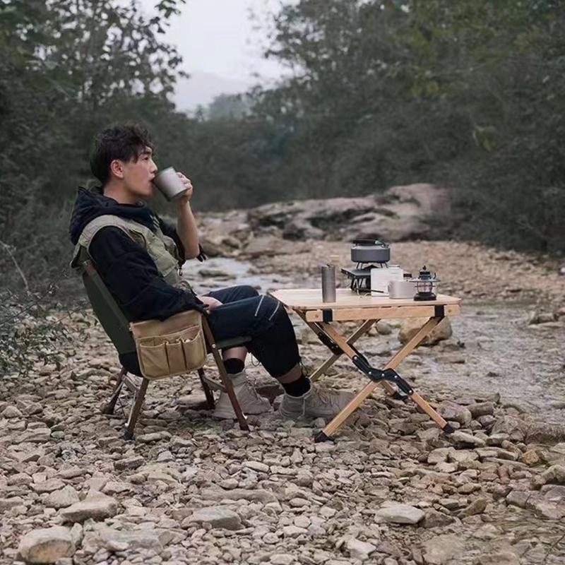 Outdoor Seat Organizers Bag with Triple Pockets Canvas Texture Effortlessly Attachments Foldable for Travel Storage