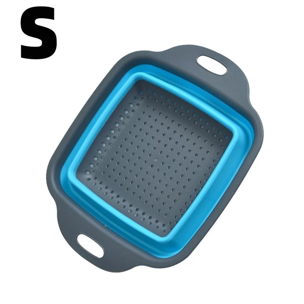 Silicone Folding Drain Basket Collapsible Drainer Fruit Vegetable Washing Basket Foldable Strainer Colander Fruit Cleaning Basin