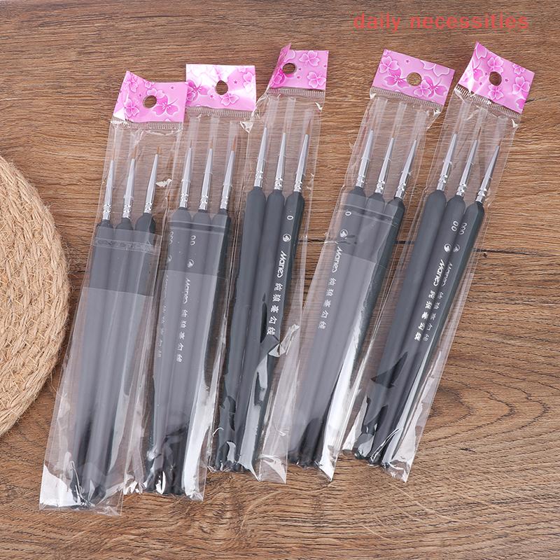 texture3Pcs 0/ 00/ 000 Miniature paint wolf hair professional paint brush for art 3pcs Marley Wolf Hair Hook Pen