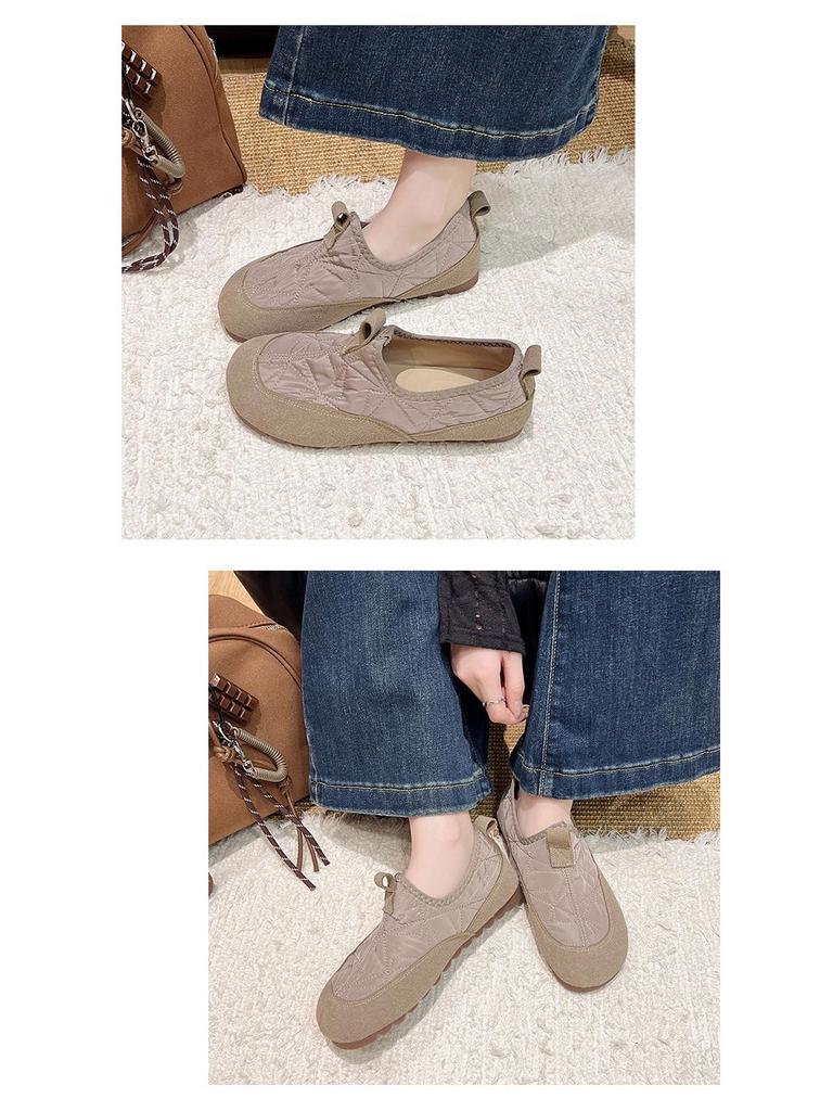 Vintage Style Slip-On Flat Shoes - Women's Versatile Autumn/Winter Grandma Shoes