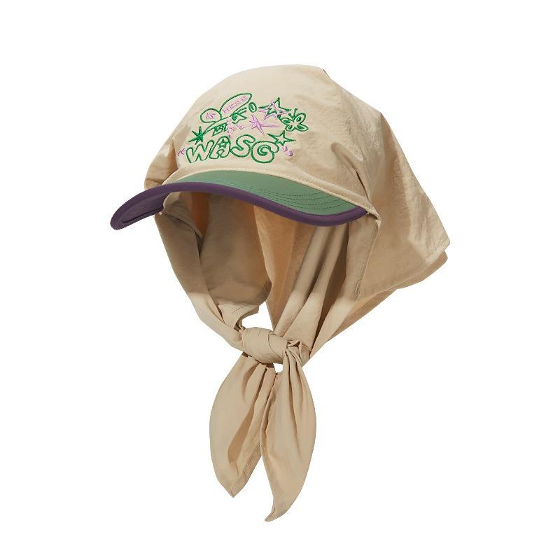 Quick-drying headscarf hat embroidery cute idyllic sunshade triangle strap baseball cap skateboard bag head color matching cap