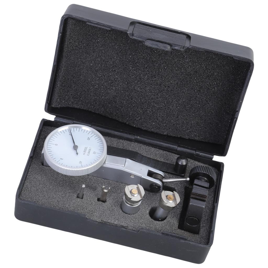 0-15-0 Dial Reading Dial Test Indicator White Dial Face Dial Gauge Lever Gauge with Dovetail Mount Accessories and Case