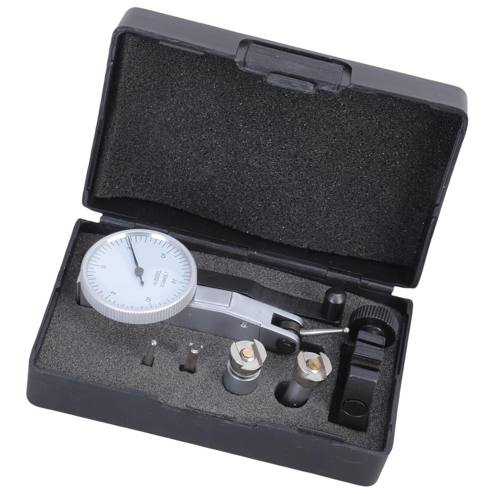 

0-15-0 Dial Reading Dial Test Indicator White Dial Face Dial Gauge Lever Gauge with Dovetail Mount Accessories and Case A