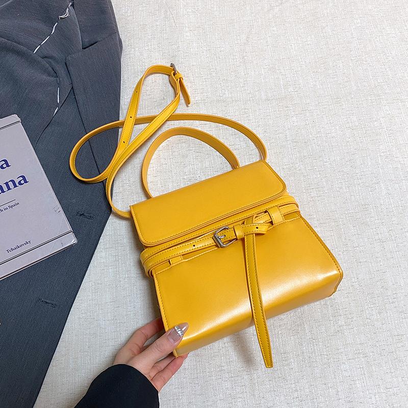Mini Structured Crossbody Bag with Top Handle and Belt Detail Elegant Women's Shoulder Bag for Daily Use and Fashion Outings