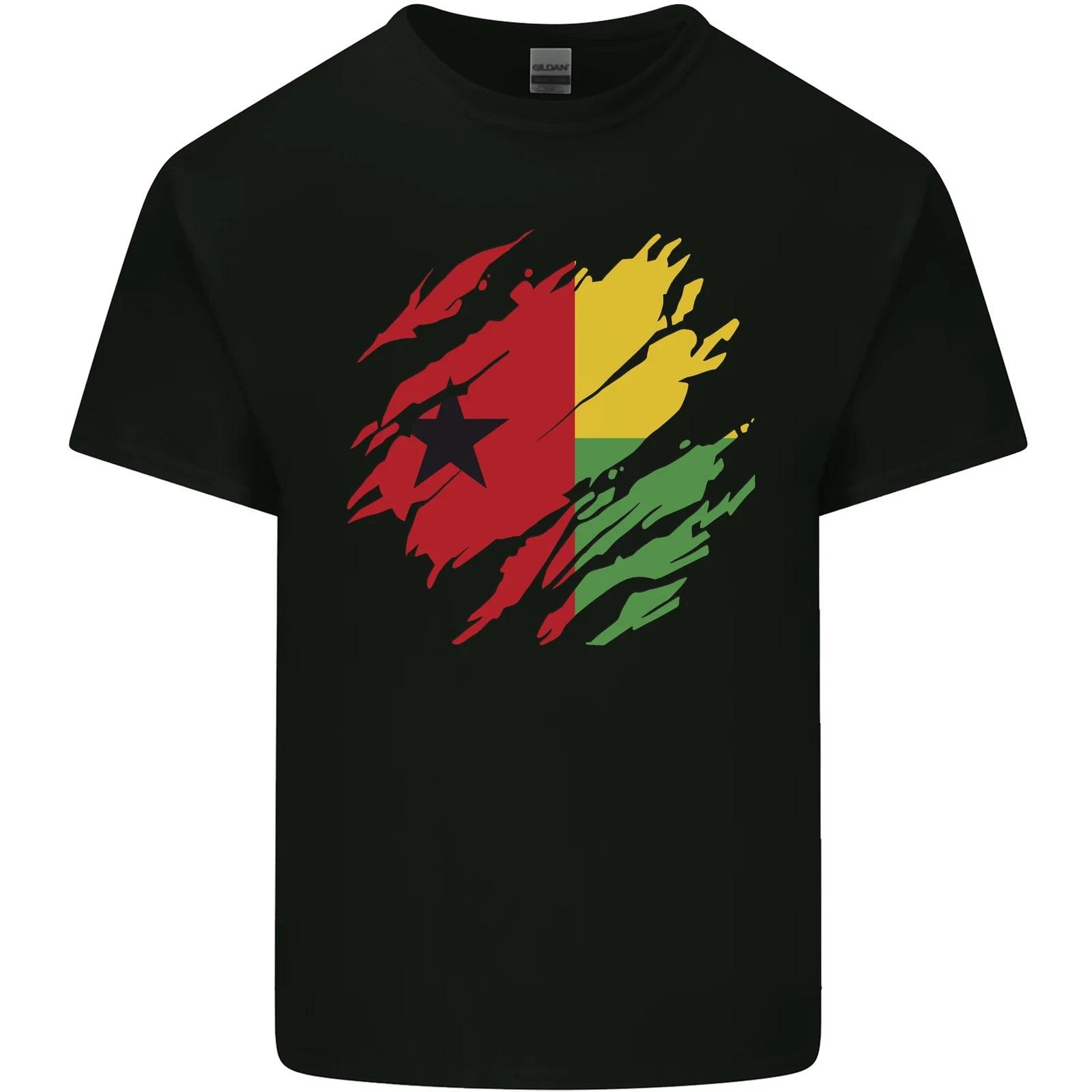 Torn Guinea-Bissau Flag Day Football Kids T-Shirt Childrens 3XL