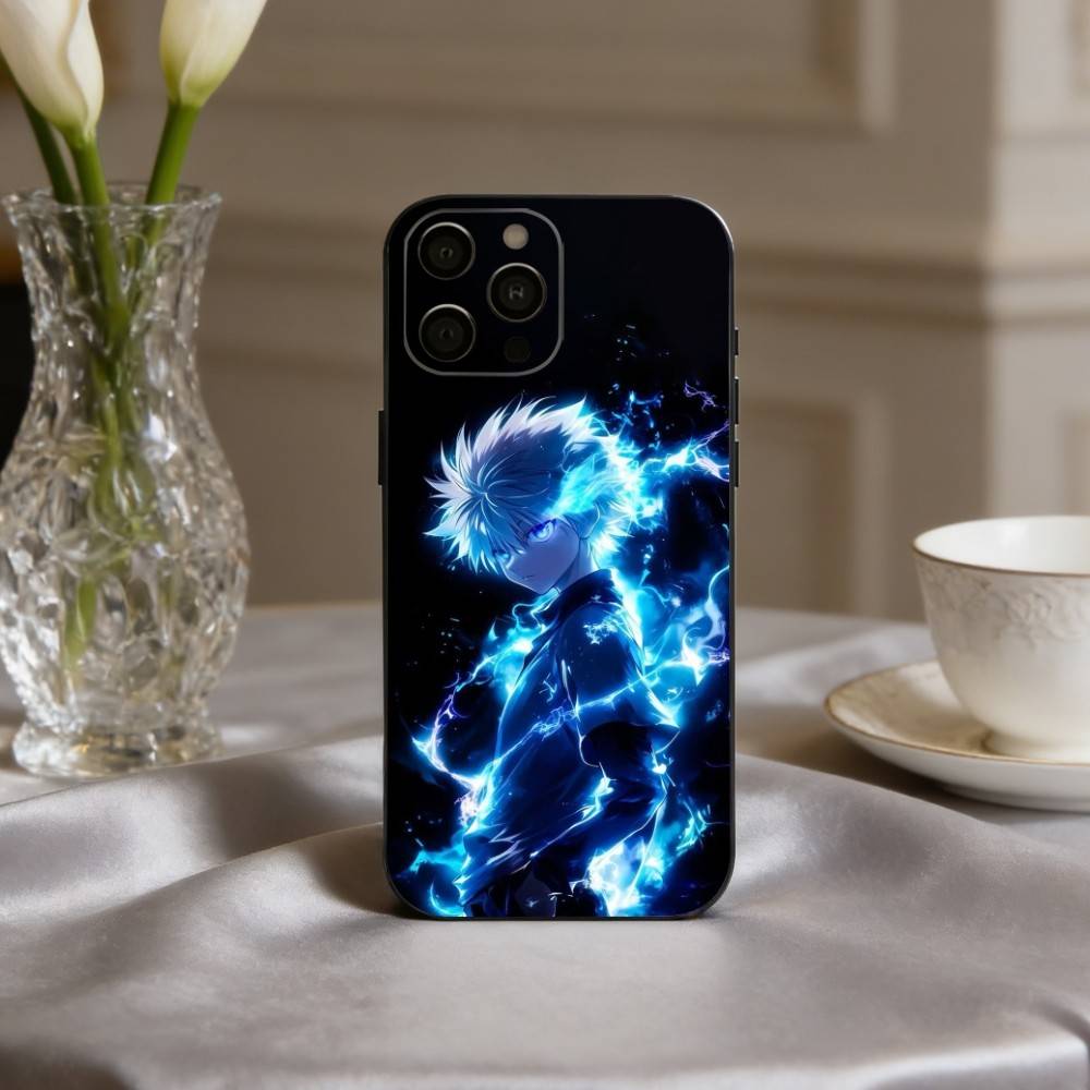 K-Killua Z-Zoldyck H-Hunter X Hunter Phone Case For iPhone 17pro,16,15,14,13,12,11 Plus,Pro Max,XS,Soft Silicone Black Cover