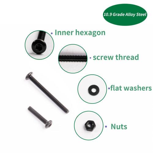 Zmbroll 660pcs M2 Button Head Hex Socket Cap Screws, Fully Threaded Metric Machine Screws, M2x4/6/8/10/12/16/20mm, Mini Screws, 10.9 Grade Alloy Steel