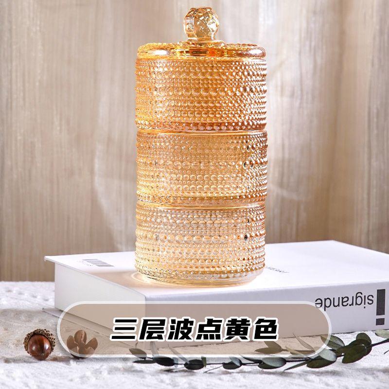 European Creative Luxury Crystal Glass Candy Jar with Lid Dried Fruit Jar Jewelry Storage Box Home Decoration Storage Jar