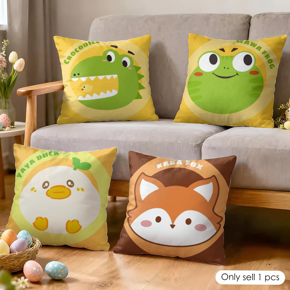 INS Cute Animals Cushion Cover Soft Plush Fabric DoubleSided Printed Cushion Covers for All Seasons Modern Home Decor