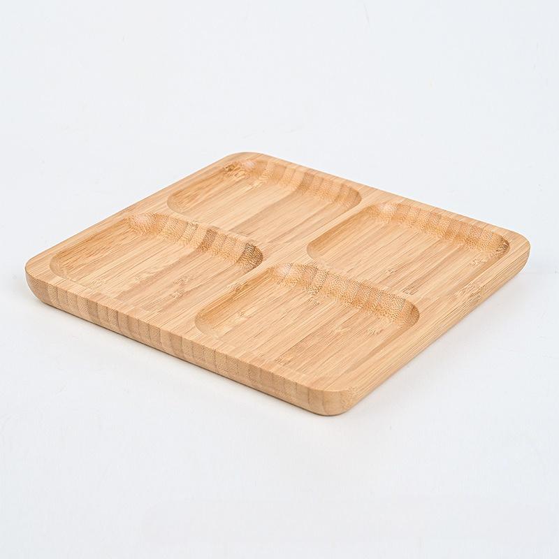 Bamboo Round 5 Compartment Serving Tray, Ideal for Snacks, Fruits, Nuts, Wooden Plate with Dividers for Party Platters Dropship