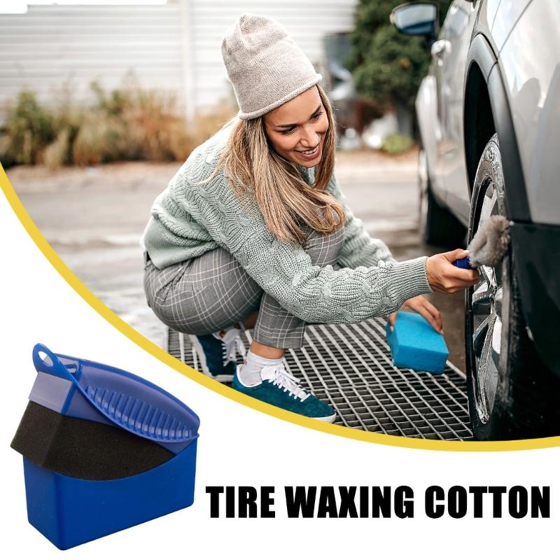 Auto Wheel Cleaner Applicator Sponges 2 Pack, Reusable Tire Dressing Pads for Car Maintenance Detailing Ergonomic Design
