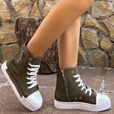 Large Size High Top New Casual Single Shoes Women'S New Pocket Decorative Cloth Side Zipper Board Shoes