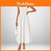 Polyester Sleeveless Backless Dress With Ties For Casual Spring Office Wear