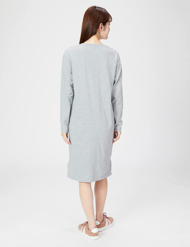 Champion Long Sleeve Crew Neck CottonUSA Script Oxford Size M Women's Dress, 100% Cotton, Logo, Gray, (CW-W401)