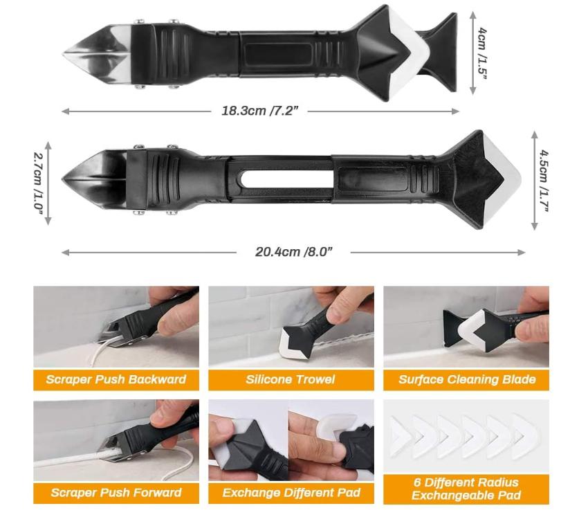 25 Pcs Finisher Tool Kit 14 Pcs Silicone Caulking Nozzle Applicator Sealant Finishing Tool 3 in 1 Caulk Scraper