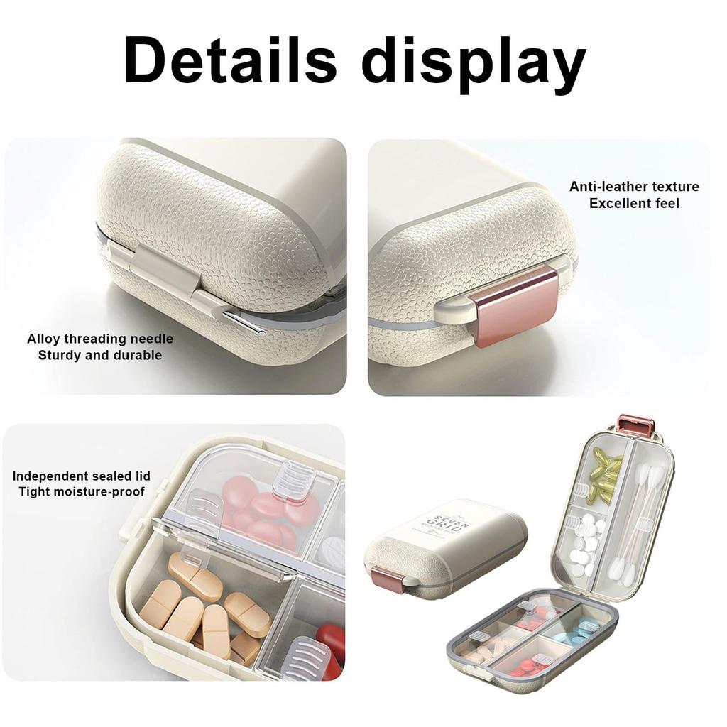 7 Grids Weekly Portable Travel Pill Box Sealable Moisture-Proof Pills Container Storage Tablets Vitamin Medicine Organizer