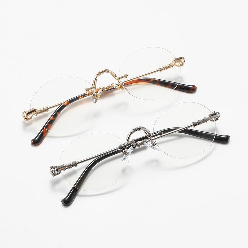 Rimless Edge-Cut Photochromic Myopia Glasses, Large Frame Anti-Blue Light, Fashionable Style