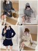 2025 Herbst/Winter Koreanischer Preppy Patchwork Hemd & Plisseerock Set mit Strickjacke für Damen
