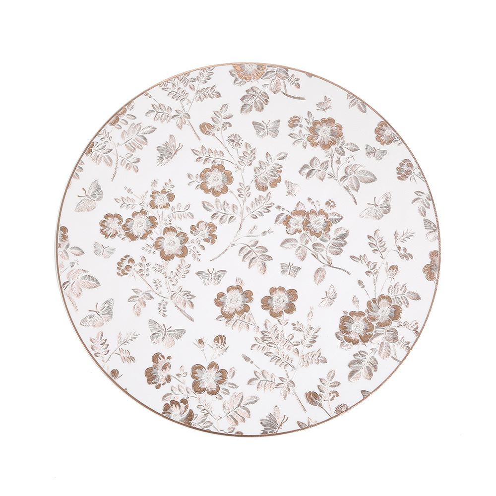 6/4pcs Round Luxury Flower Pattern Placemat Home Hotel Restaurant Anti Slip Waterproof Coffee Dining Table Decor Mat Coaster