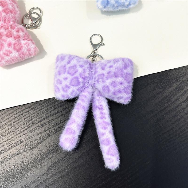 Keychain Plush Butterfly Bow With Leopard Print For Gift Giving And Party Decor