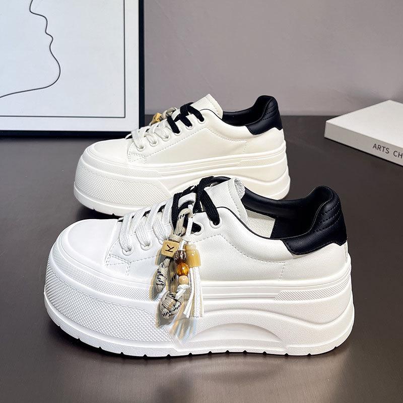 

Ugly cute little white shoes women s autumn muffin platform bread shoes heightening lightweight big head shoes versatile casual sports shoes 40 коричневый